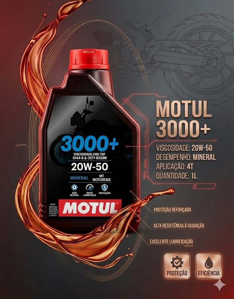 Óleo Motul 3000+ 20w50 4t Api SL Mineral 1lt