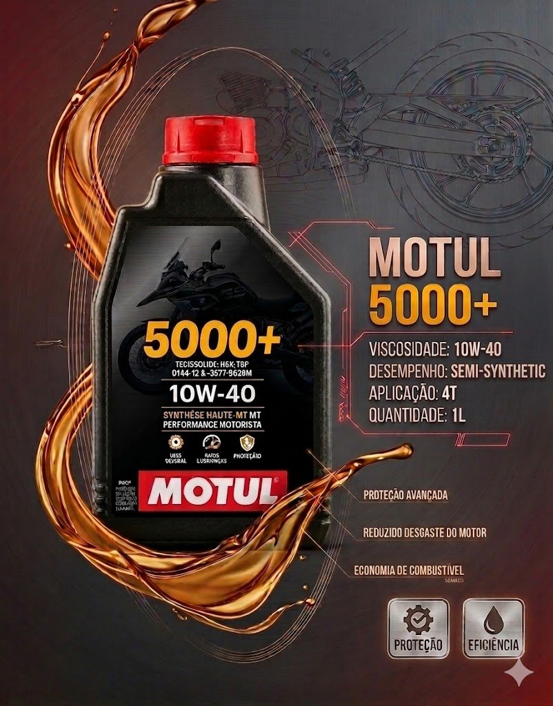 Óleo Motul 5000+ 20w50 4t Api SL Semi-Sintético 1lt