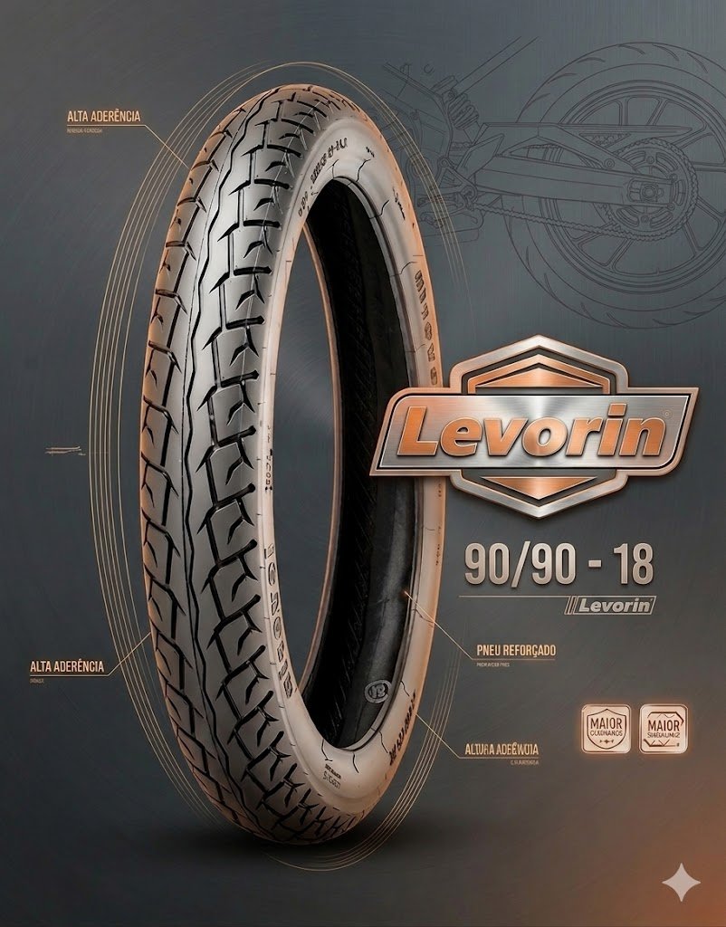 Pneu Moto Levorin Aro 18 Matrix 90/90-18 57P TL - Traseiro