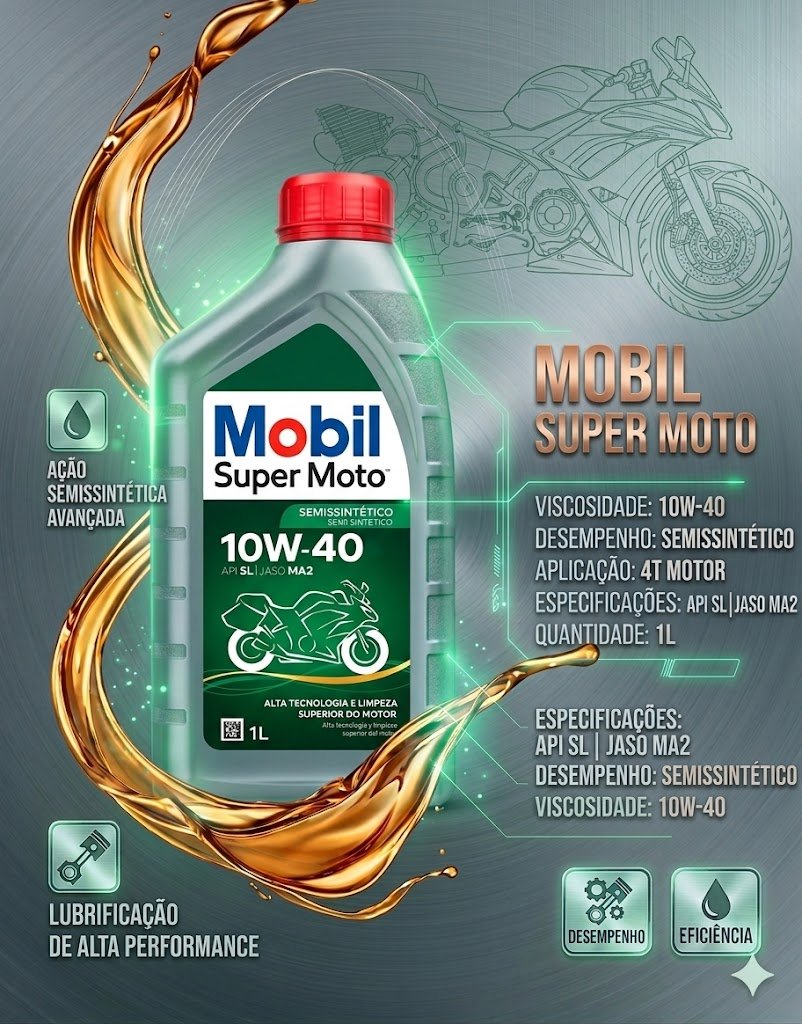 Óleo Mobil 10w40 Super Moto 1 Litro Semi Sintetico 4t Mx