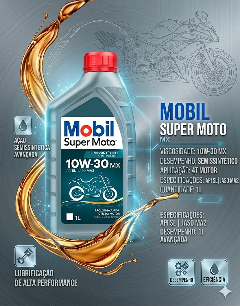 Óleo Mobil 10w30 Super Moto 1 Litro Semi Sintetico 4t Mx