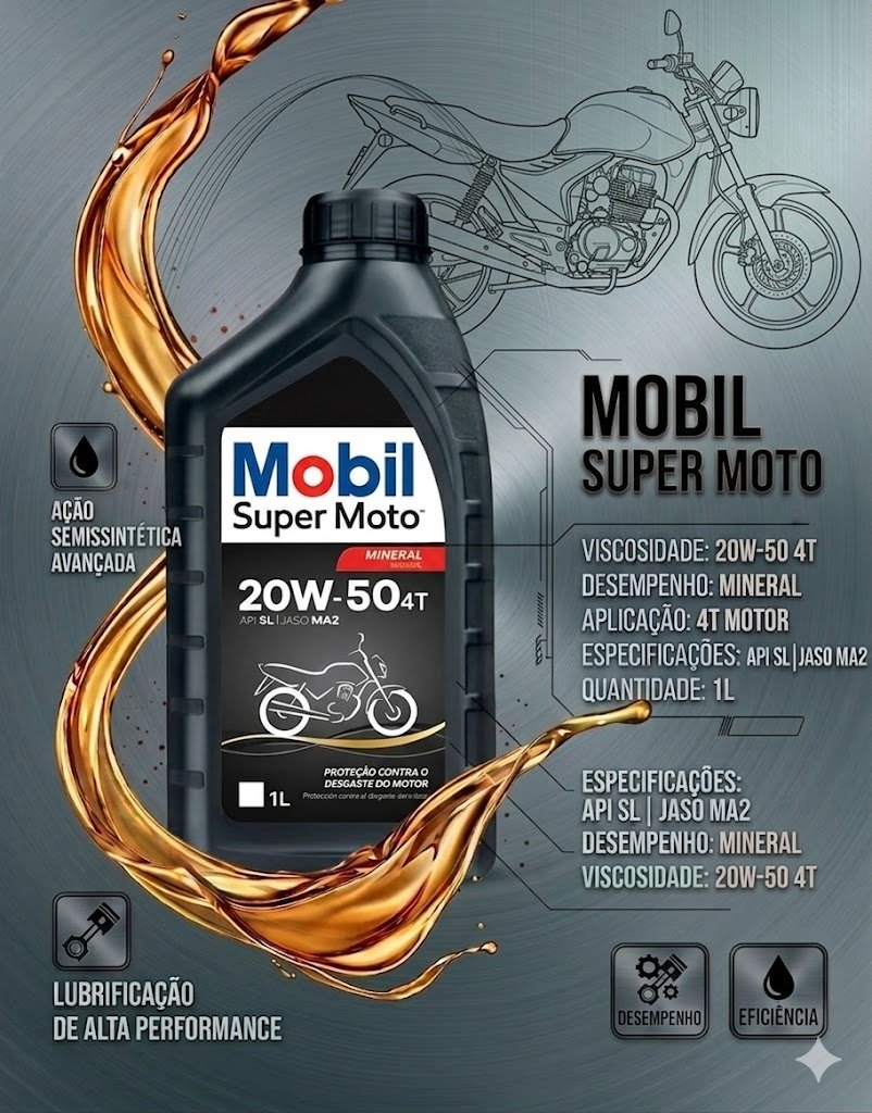 Óleo Mobil 20w50 Para Api Sl Jaso MA2 1 Litro Mineral 4t