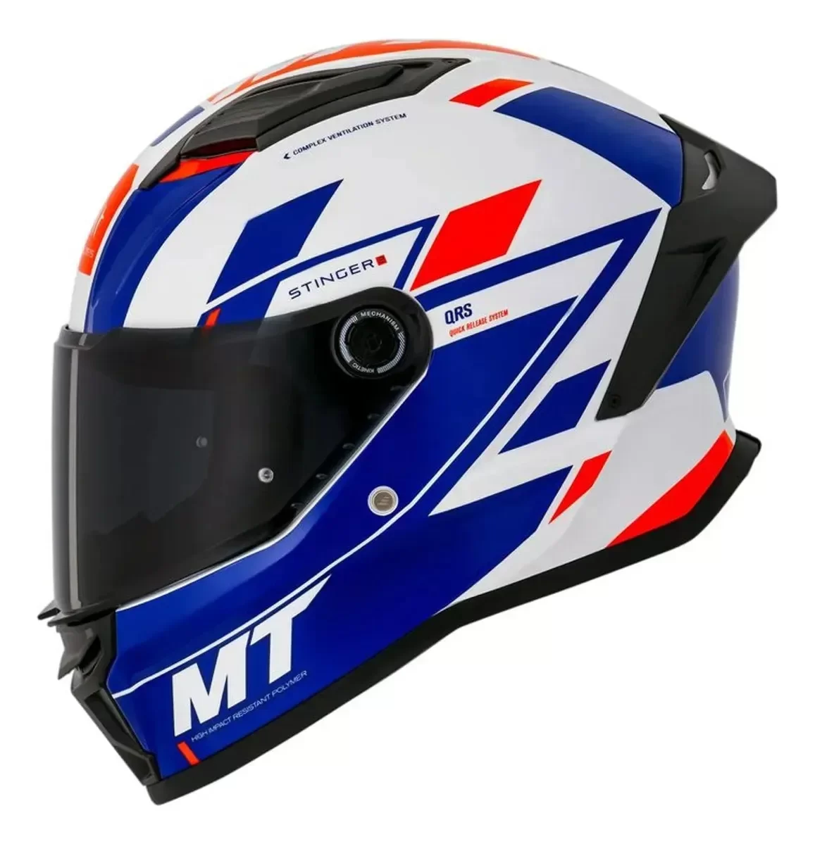 Capacete MT Stinger 2 – Zivze E7 White Blue Gloss