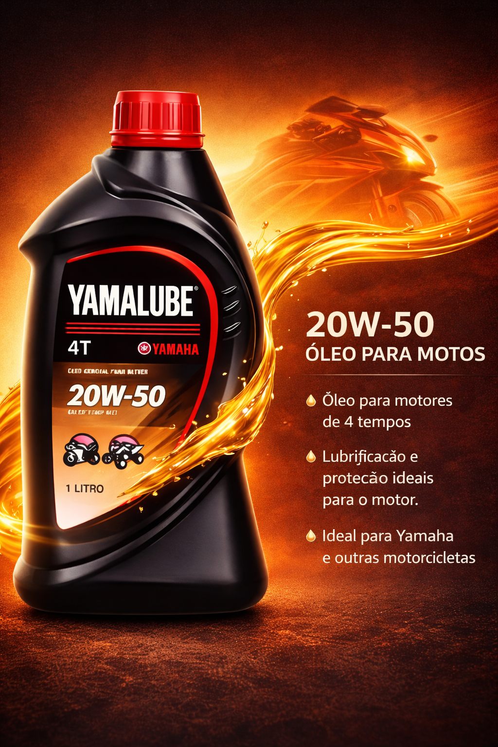 Óleo Motor Yamaha Yamalube Mineral 20W-50 1 Litro
